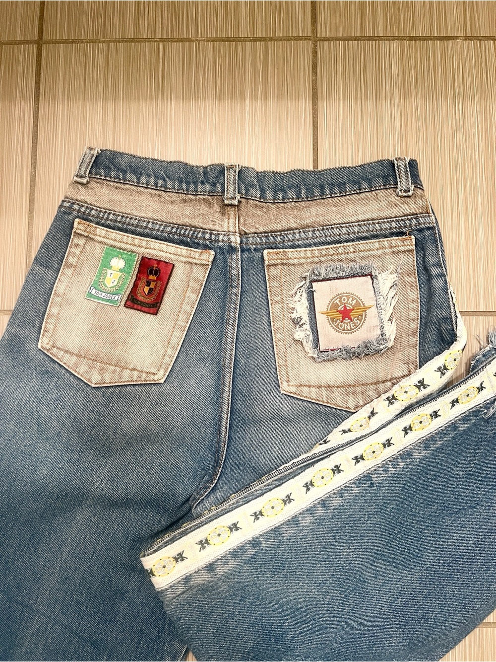 Vintage 70s Heavy Patch Work denim jeans rare patches